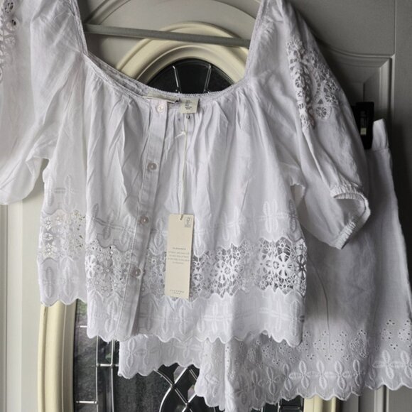 Calypso St. Barth White Puff Sleeve Sleep Short Set - Picture 1 of 7